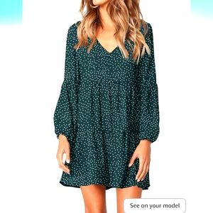 LOOSE FITTING SWING SHIFT DRESS TEAL